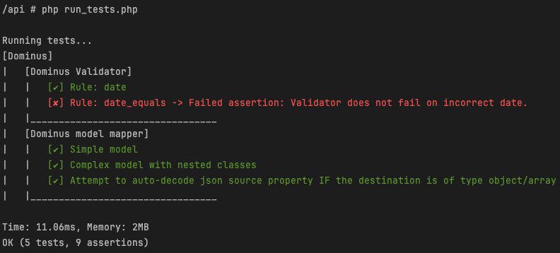 Unit test command example